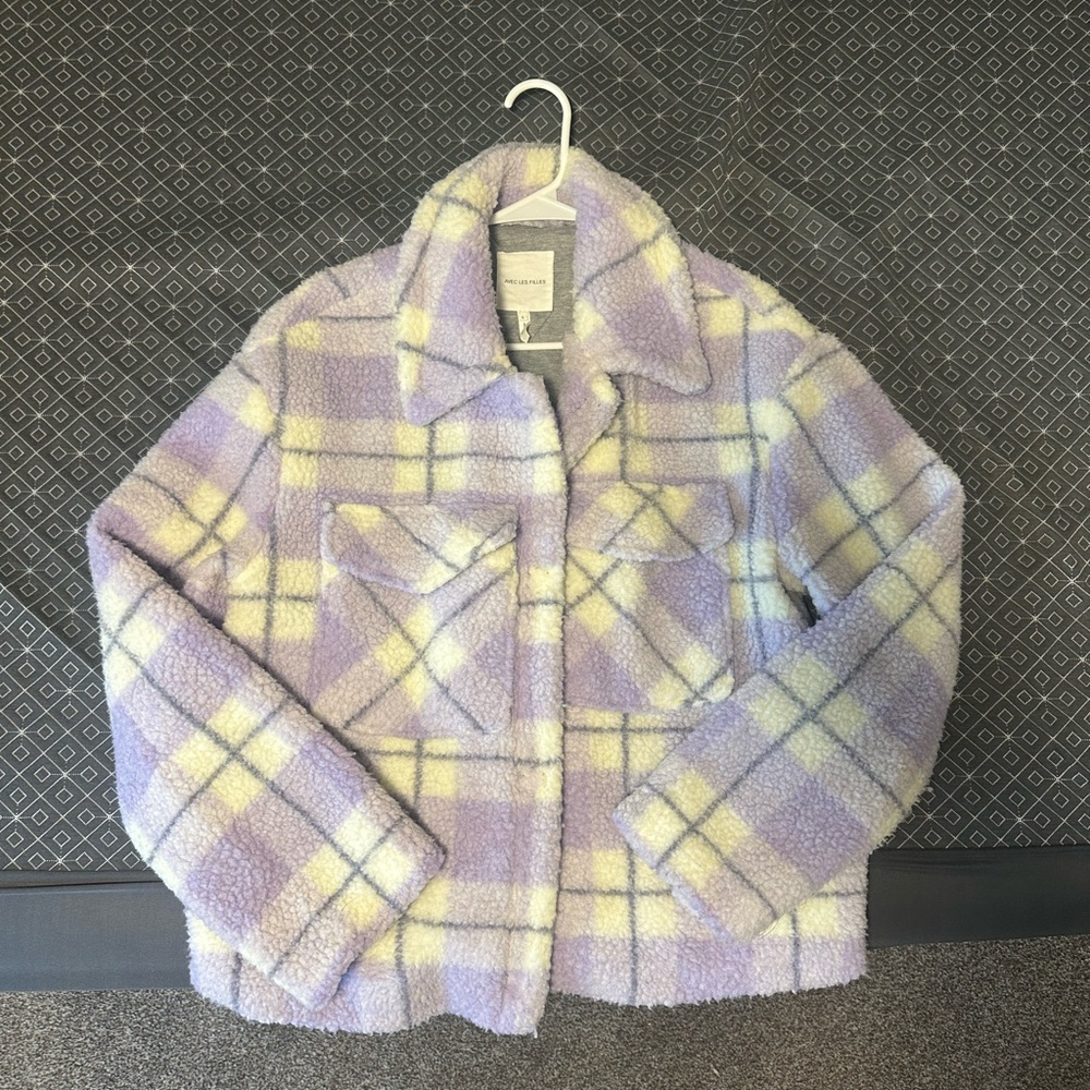 Avec Les Filles Lavender and Cream Sherpa Jacket